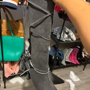 Elegant Charcoal Over-the-Knee Boots